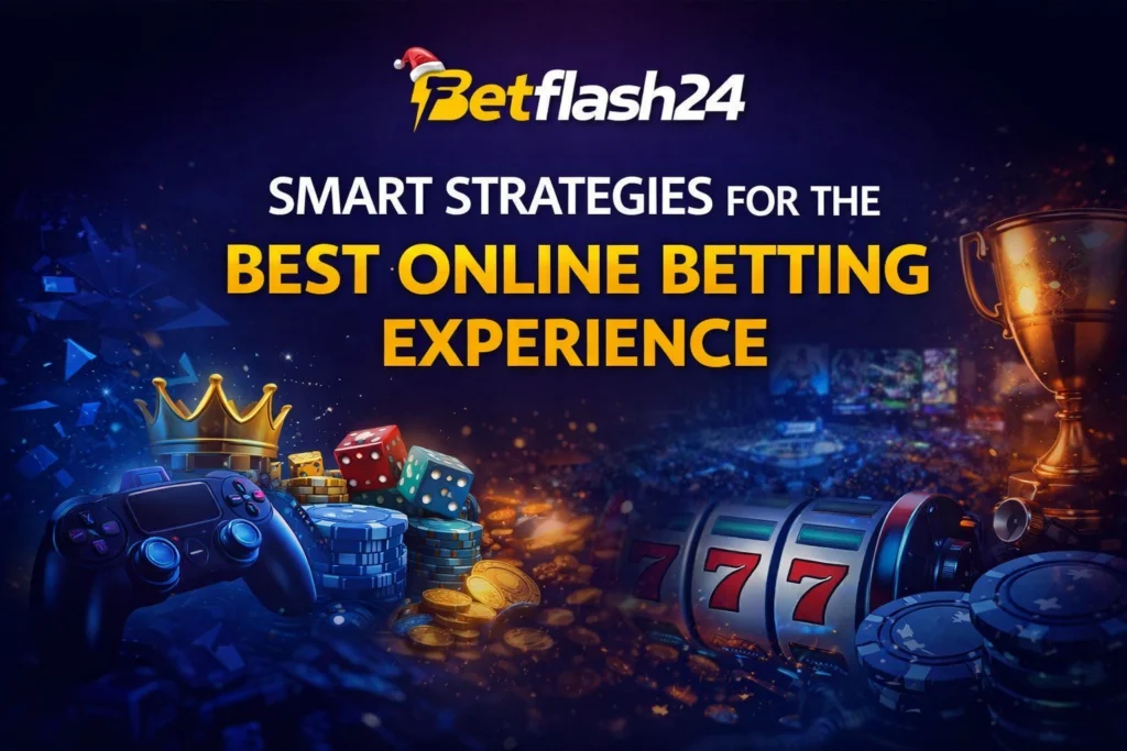 Smart strategies for best online betting with Betflash24 logo, gaming elements and betting insights